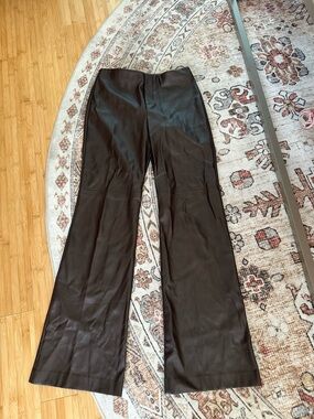 Fifteen Twenty Dark Brown Faux Leather Flare Pants